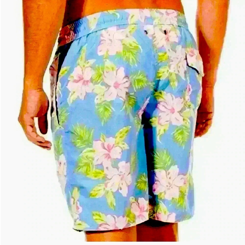 Men’s POLO RALPH LAUREN floral swim trunks. Size 3XL. Light Blue